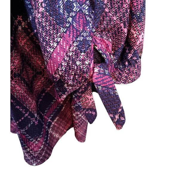 CATHERINES Blouse Tunic Top Plus 1X Career Office Dressy Tie Cuffs Pink Purple - Picture 4 of 9